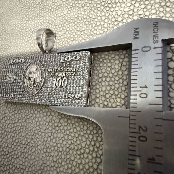 ICYβ$100 BILL PENDANT β .925 SILVER - Picture 12 of 17